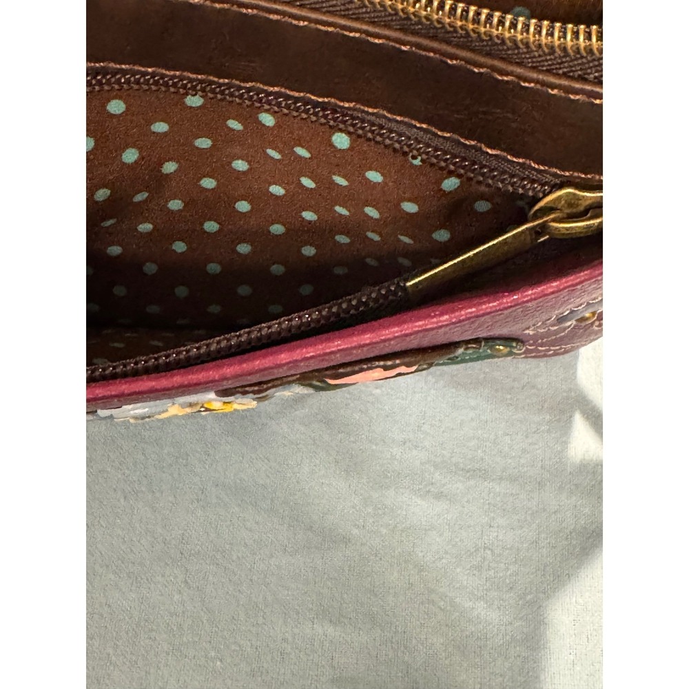 Chala Plum Purple Floral Applique Crossbody Bag Vegan Leather Small Messenger - Picture 8 of 10